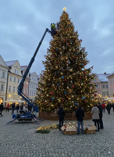 Fadíszítés kosaras emelőgéppel